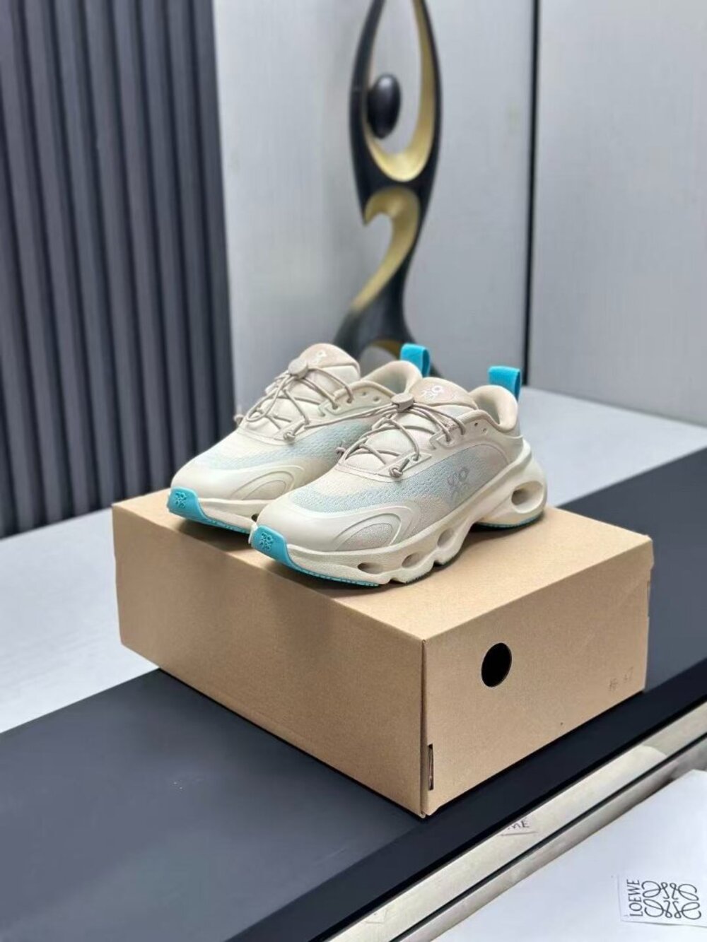 LOEWE x On Running Cream Light Blue Cloudsolo Limited Collab Sneakers